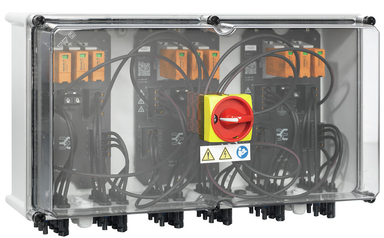 DESTOCKAGE - Coffret DC Weidmuller Next 1000 V, 3 MPPT, 3 entrées / 3 sorties par MPPT, Sans porte-fusible, Protection Surtension I et II, Interrupteur-sectionneur, WM4